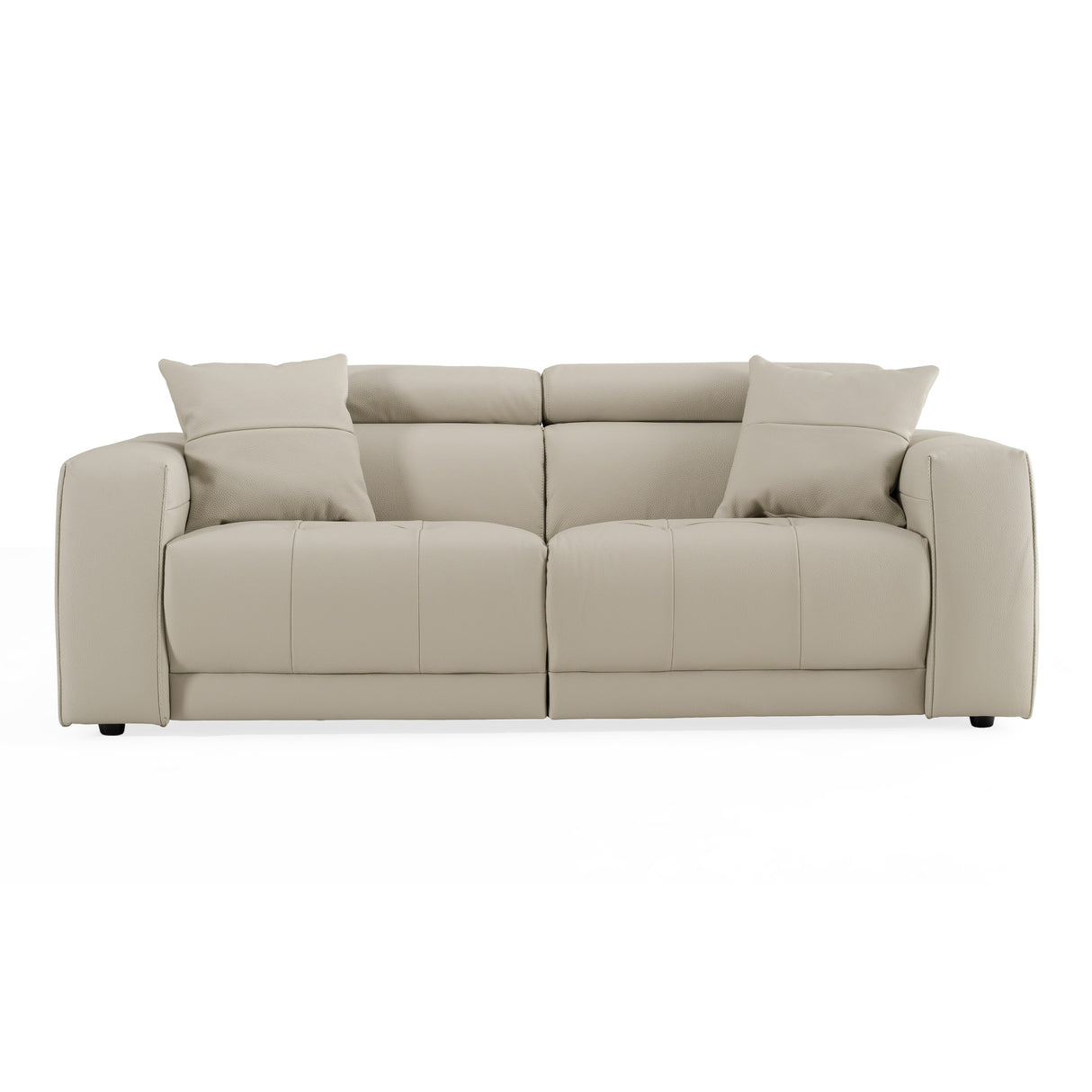 Dalton - Modern Italian Light Grey Leather 3-Seat Sofa + 2 Recliners - View Image 1