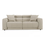 Dalton - Modern Italian Light Grey Leather 3-Seat Sofa + 2 Recliners - View Image 1