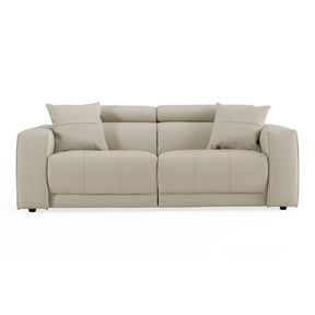 Dalton - Modern Italian Light Grey Leather 3-Seat Sofa + 2 Recliners - View Image 1
