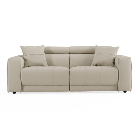 Dalton - Modern Italian Light Grey Leather 3-Seat Sofa + 2 Recliners - View Image 1