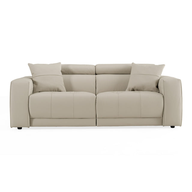 Dalton - Modern Italian Light Grey Leather 3-Seat Sofa + 2 Recliners - View Image 1