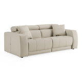 Dalton - Modern Italian Light Grey Leather 3-Seat Sofa + 2 Recliners - View Image 1