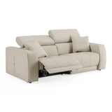 Dalton - Modern Italian Light Grey Leather 3-Seat Sofa + 2 Recliners - View Image 1