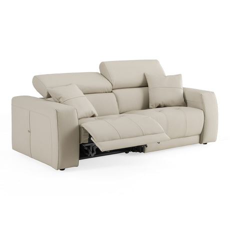 Dalton - Modern Italian Light Grey Leather 3-Seat Sofa + 2 Recliners - View Image 1