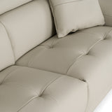 Dalton - Modern Italian Light Grey Leather 3-Seat Sofa + 2 Recliners - View Image 1