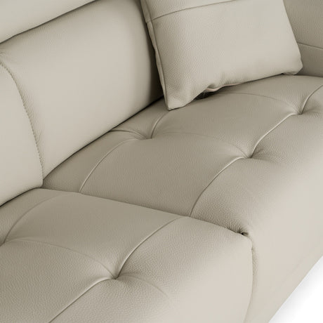 Dalton - Modern Italian Light Grey Leather 3-Seat Sofa + 2 Recliners - View Image 1