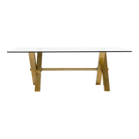 Modrest Dandy - Modern Golden & 15mm Glass Dining Table