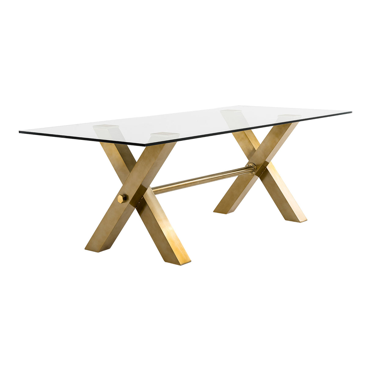 Modrest Dandy - Modern Golden & 15mm Glass Dining Table