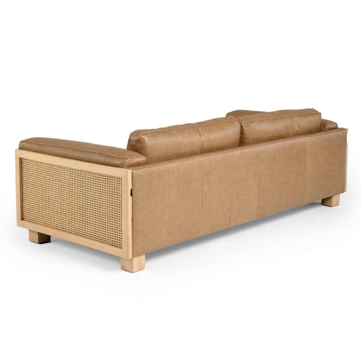 Divani Casa Danson - Modern Tan Leather + Wicker Sofa