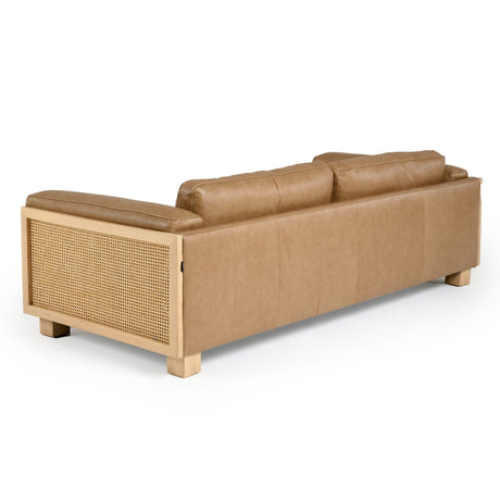 Divani Casa Danson - Modern Tan Leather + Wicker Sofa