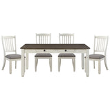 Antique White Finish Dining 5pc Set Table with 6x Drawers and 4x Side Chairs Upholstered Seats Casual Style Dining Room Furniture
