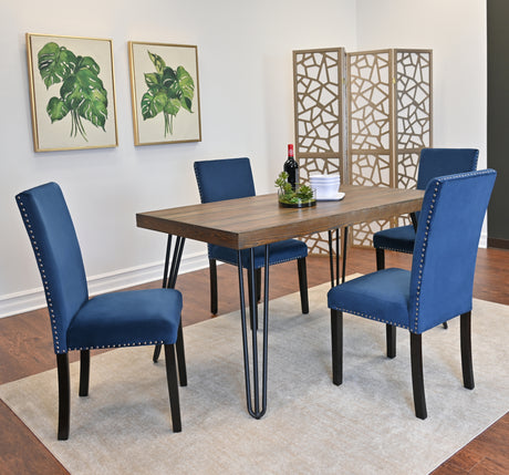 Ashzo 5-Piece Dining Set, Hairpin Dining Table with 4 Chairs, 3 Color Options - sold by Home Elegance USA