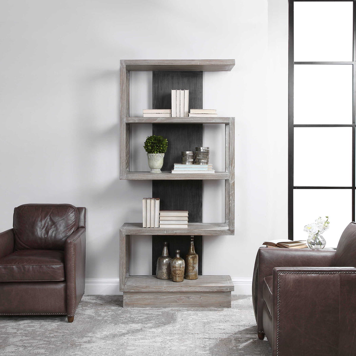 Nicasia Modern Etagere - Silver / Dark Gray by Uttermost - View 7
