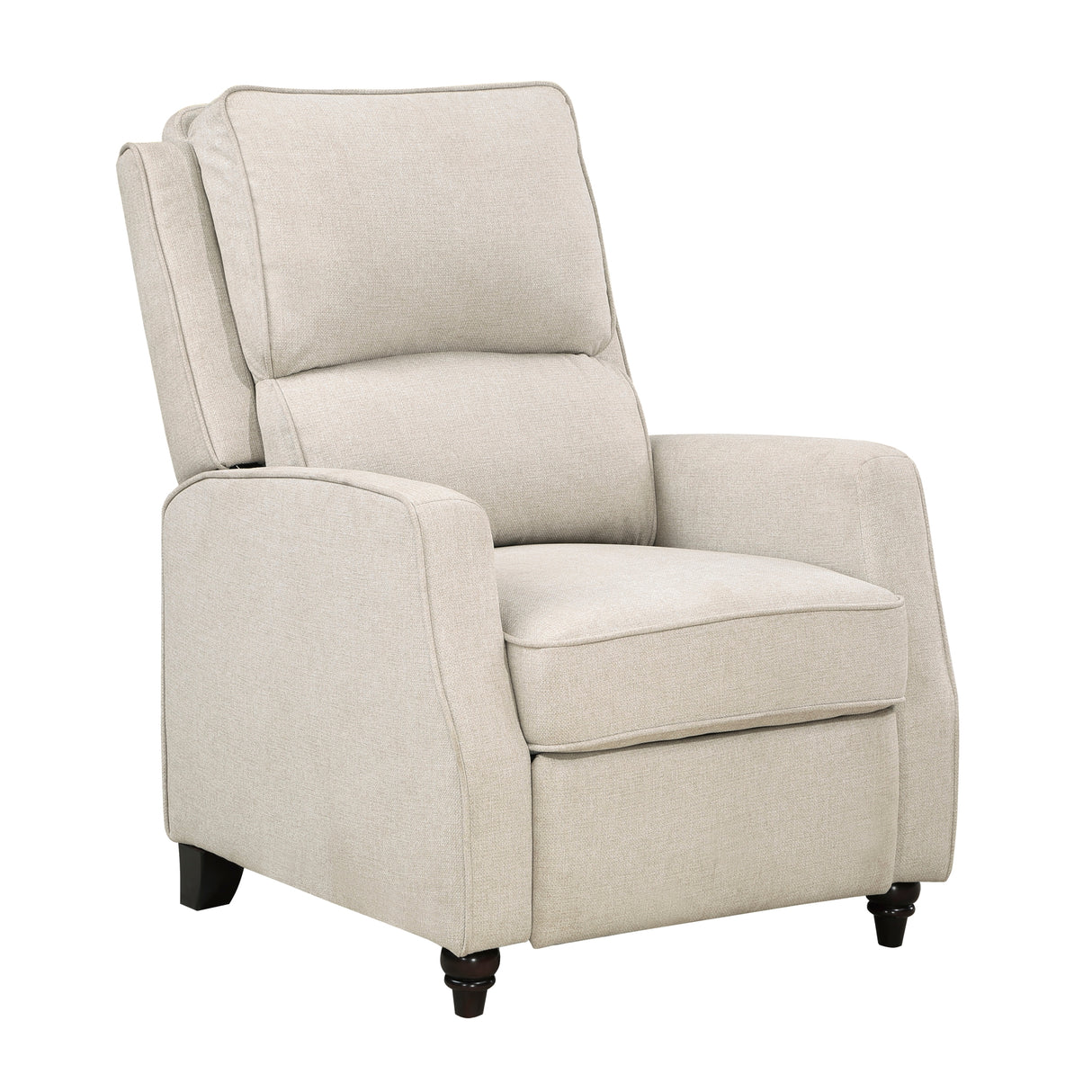 Beige Fabric Upholstered Push Back Reclining Chair Comfort Solid Wood Transitional Style Furniture 1pc