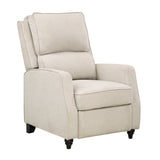 Beige Fabric Upholstered Push Back Reclining Chair Comfort Solid Wood Transitional Style Furniture 1pc