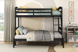 Twin over Full Bunk Bed with Guard Rails 1pc Sturdy Wooden Black Finish Youth Bedroom Furniture - sold by Home Elegance USA