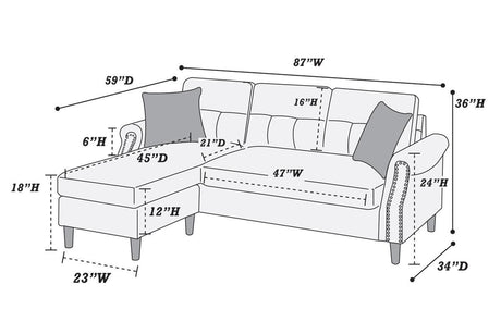 Paparika Red Color Polyfiber Reversible Sectional Sofa Set Chaise Pillows Plush Cushion Couch Nailheads - sold by Home Elegance USA