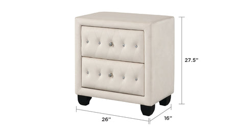 Encore Modern Style Tufted and Upholstered Queen 4PC Bedroom set made with wood in Beige(NJ Inventory) - sold by Home Elegance USA