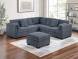 L-Sectional RAF/LAF One Arm-Loveseat Corner Wedge Cocktail Ottoman Dark Gray Corduroy Upholstered Pillows 4pc Sectional Sofa Set - sold by Home Elegance USA