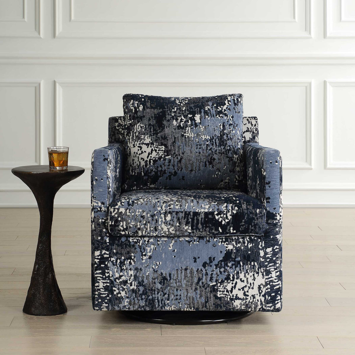 Tisdell Patterned Swivel/Glider - Blue by Uttermost - View 2