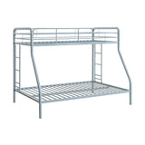Metal Twin Over Full Bunk Bed, Glossy Silver