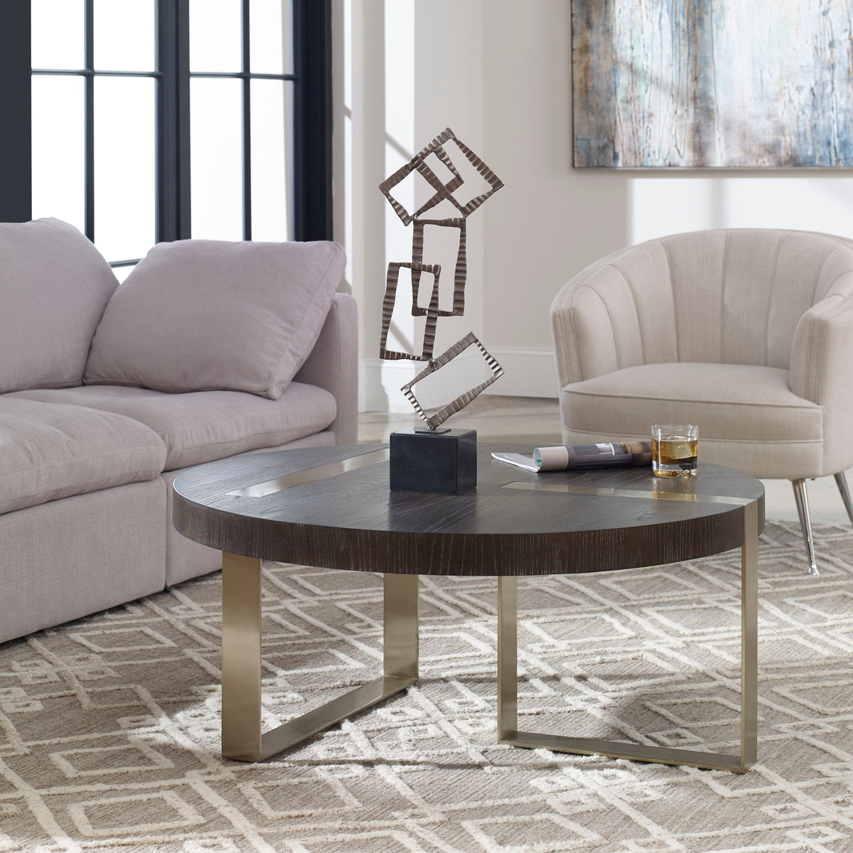Converge Round Coffee Table - Black / Silver by Uttermost - View 2