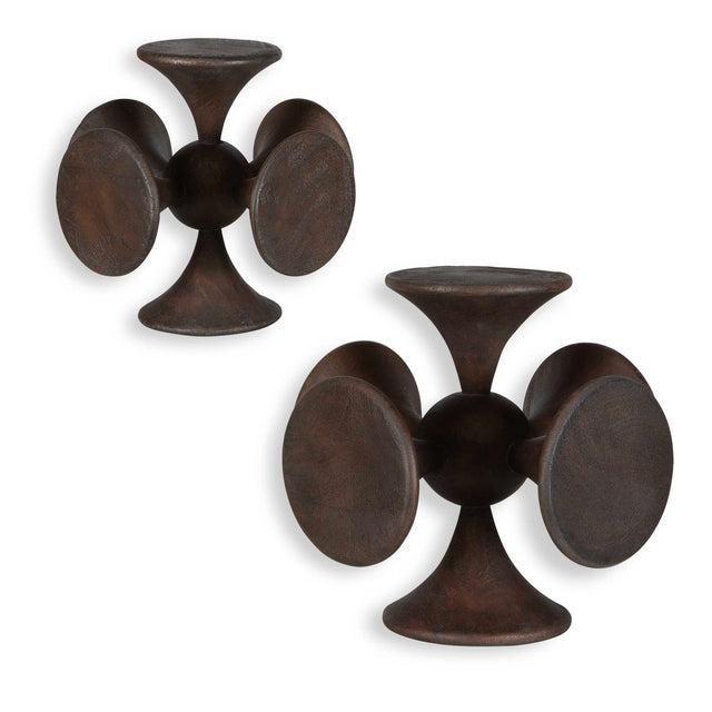 Balanced Harmony Wooden Sculptures (Set of 2) - Dark Brown by Uttermost - View 1