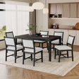 TREXM 7-Piece Retro Dining Table Set for 6, 1 Rectangular Wood Dining Table Set for 6 with Upholstered Chairs for Dining Room and Kitchen (Espresso) - sold by Home Elegance USA