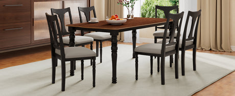 7-Piece Dining Table Set, 60inch to 78inch Extendable Wood Dining Table with Removable Leaf, Kitchen Table Set with 6 Upholstered Side Chair, Dining Table Set for 6 - sold by Home Elegance USA