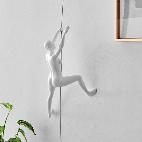 Climbing Couple Set of Two Wall Sculptures // Matte White and Chrome  | Finesse - sold by Home Elegance USA