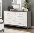 Six Drawers Dresser Ivory and Gray Finish Bedroom Furniture 1pc