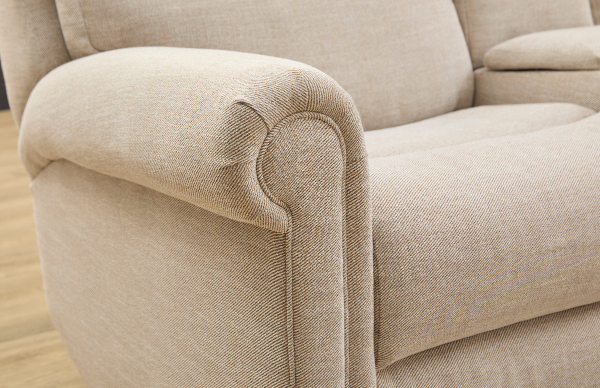 Bernard Power Fabric Reclining Loveseat With Console, Power Headrest, & Lumbar | Flexsteel