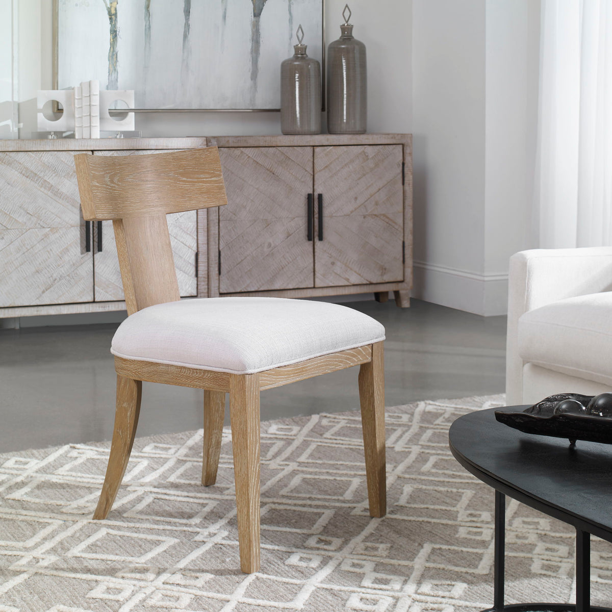 Idris Armless Chair Natural White & Light Brown - White / Light Brown by Uttermost - View 2