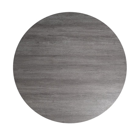 Contemporary Style 5pc Dining Set Kitchen Dinette Gray Upholstered Fabric Chairs Round Table Pedestal Base Table 4x Side Chairs Dining Room - sold by Home Elegance USA