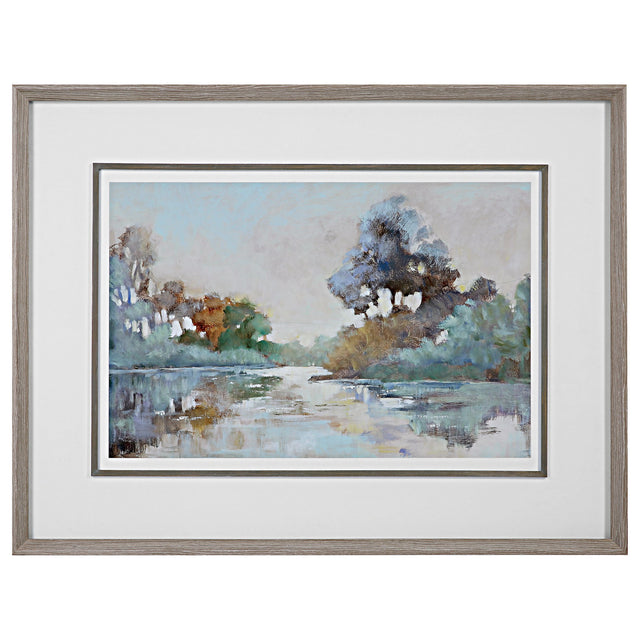 Morning Lake Watercolor Framed Print - Blue by Uttermost - View 1