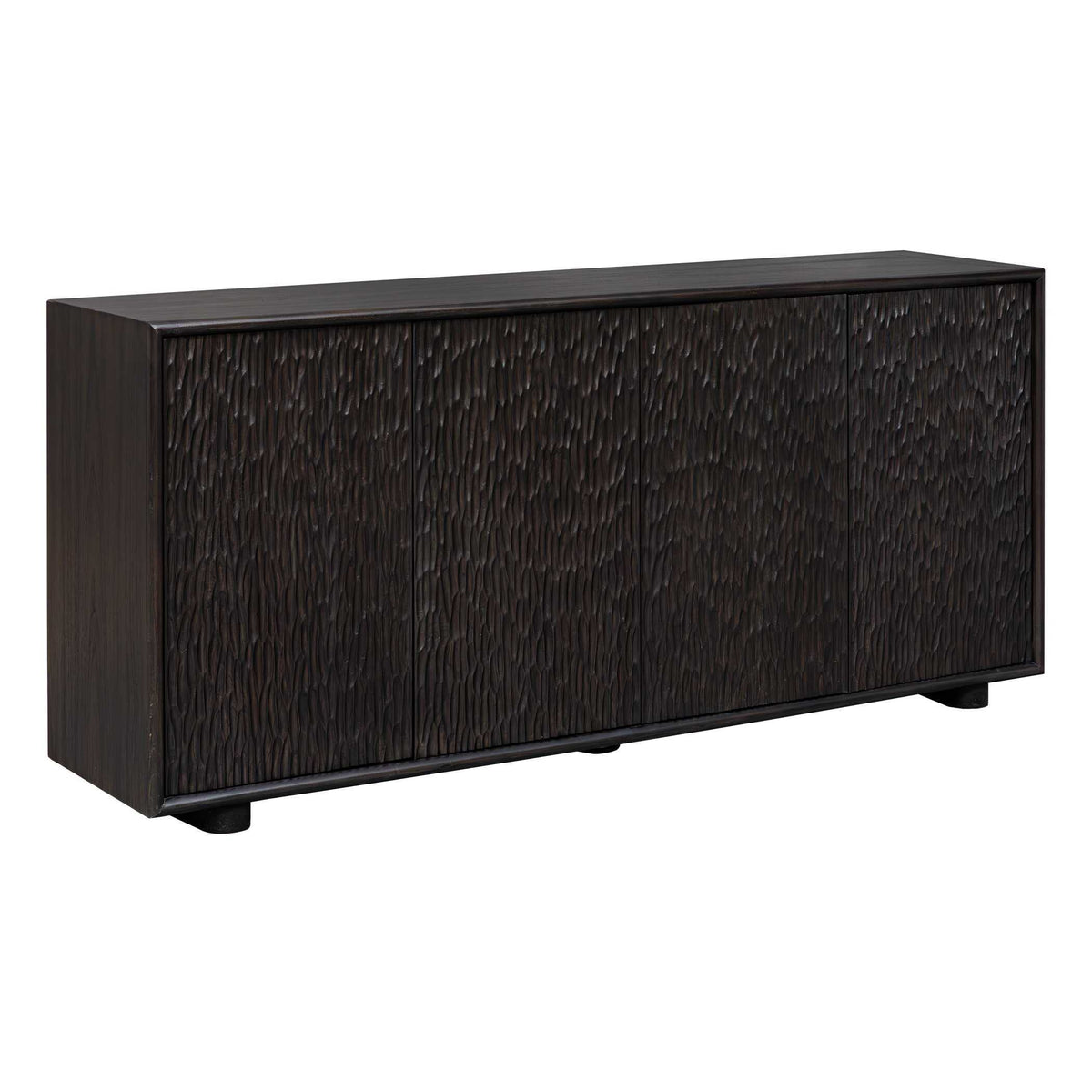 Stevenson Chiseled 4 Door Cabinet Black / Brown / Woodtone - Dark Brown by Uttermost - View 4