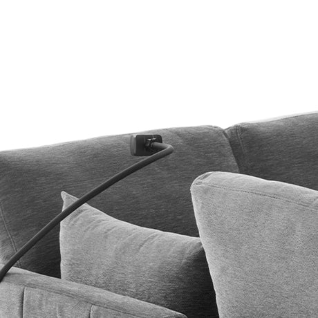 Modern Sectional Sofa Modular Sofa with Movable Ottoman, USB Ports & Phone Holder, Grey Chenille, 85.4' - sold by Home Elegance USA