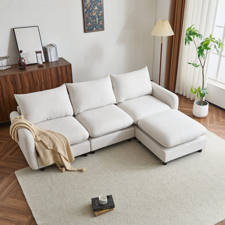 99 in. 4-Piece L Shaped Modular Free Combination Sectional Sofa Couch with Ottoman - sold by Home Elegance USA