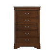 Traditional Design Bedroom Furniture 1pc Chest of 5x Drawers Brown Cherry Finish Antique Drop Handles Furniture