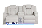 Benz LED & Power Reclining Loveseat Made With Faux Leather in Ice - 659436352759 - Home Elegance USA - 3