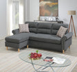 Slate Color Polyfiber Reversible Sectional Sofa Set Chaise Pillows Plush Cushion Couch Nailheads - sold by Home Elegance USA