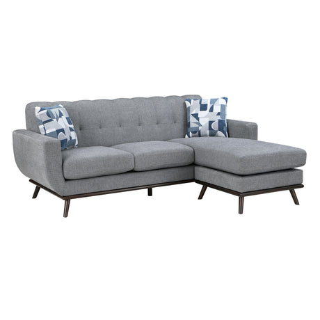 Solid Wood Reversible Sofa Chaise Gray Chenille Upholstered Decorative Pillows Mid-Century Modern Living Room Furniture 1pc - sold by Home Elegance USA
