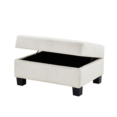 Contemporary U-shaped Sectional Sofa with Movable Storage Ottoman, White Chenille 111.8' - sold by Home Elegance USA