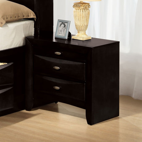 Contemporary Full Size Bed 2x Nightstands Headboard Bookcase Black Color 3pc Set Bedroom Furniture - sold by Home Elegance USA
