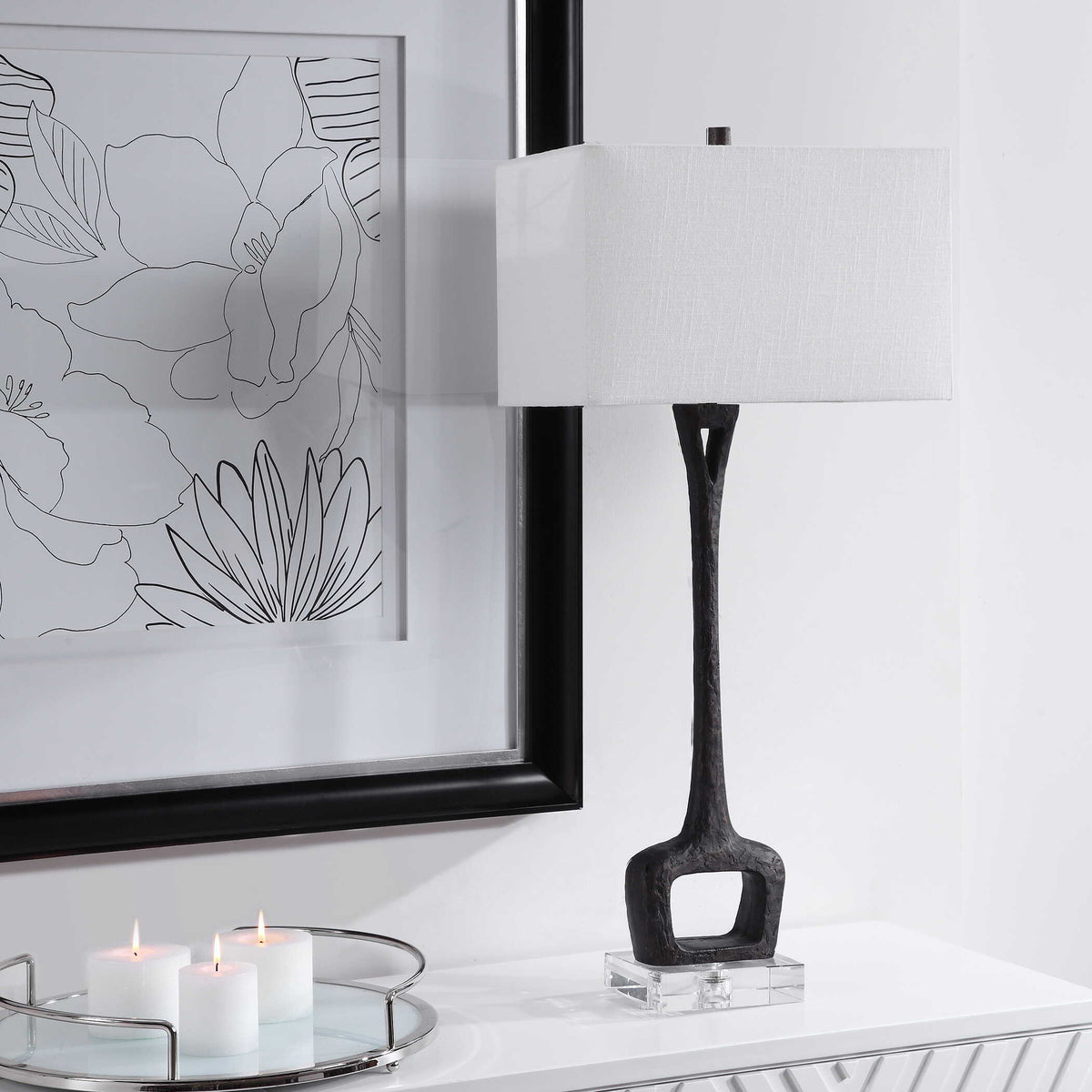 Darbie Iron Table Lamp - Black / White by Uttermost - View 3
