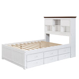 2 Pieces Wooden Captain Bedroom Set Full Bed with Trundle and Nightstand,White+Walnut - BS205271AAK - image - 20