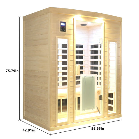 Low EMF Three-Person Far-Infrared Sauna Room with Bluetooth & LED Lighting - sold by Home Elegance USA