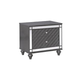 1Pc Glam Contemporary Style 2-Drawer Nightstand End Table with Mirror Plating Tapered Legs Gray Finish Bedroom Solid Wood Wooden Furniture