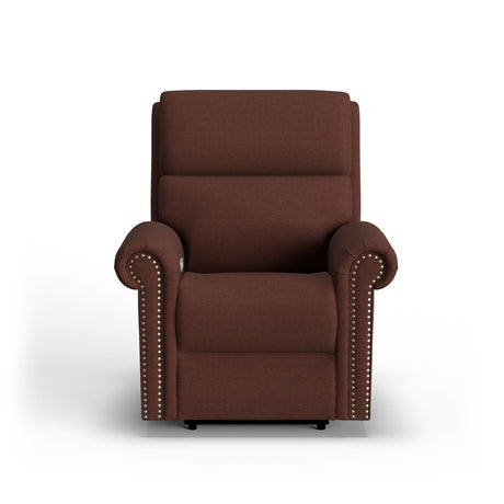 Bernard Power Fabric Recliner With Power Headrest & Lumbar, Nailhead Trim | Flexsteel
