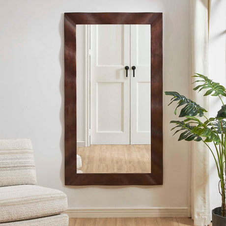 Wrinkle Wavy Wood Mirror Woodtone - Dark Brown by Uttermost - View 2